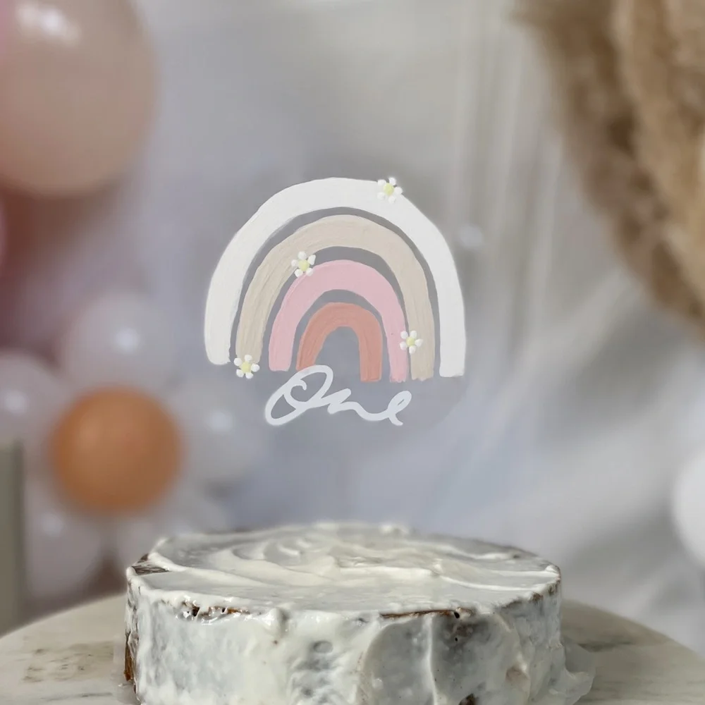 Rainbow / daisy cake topper acrylic